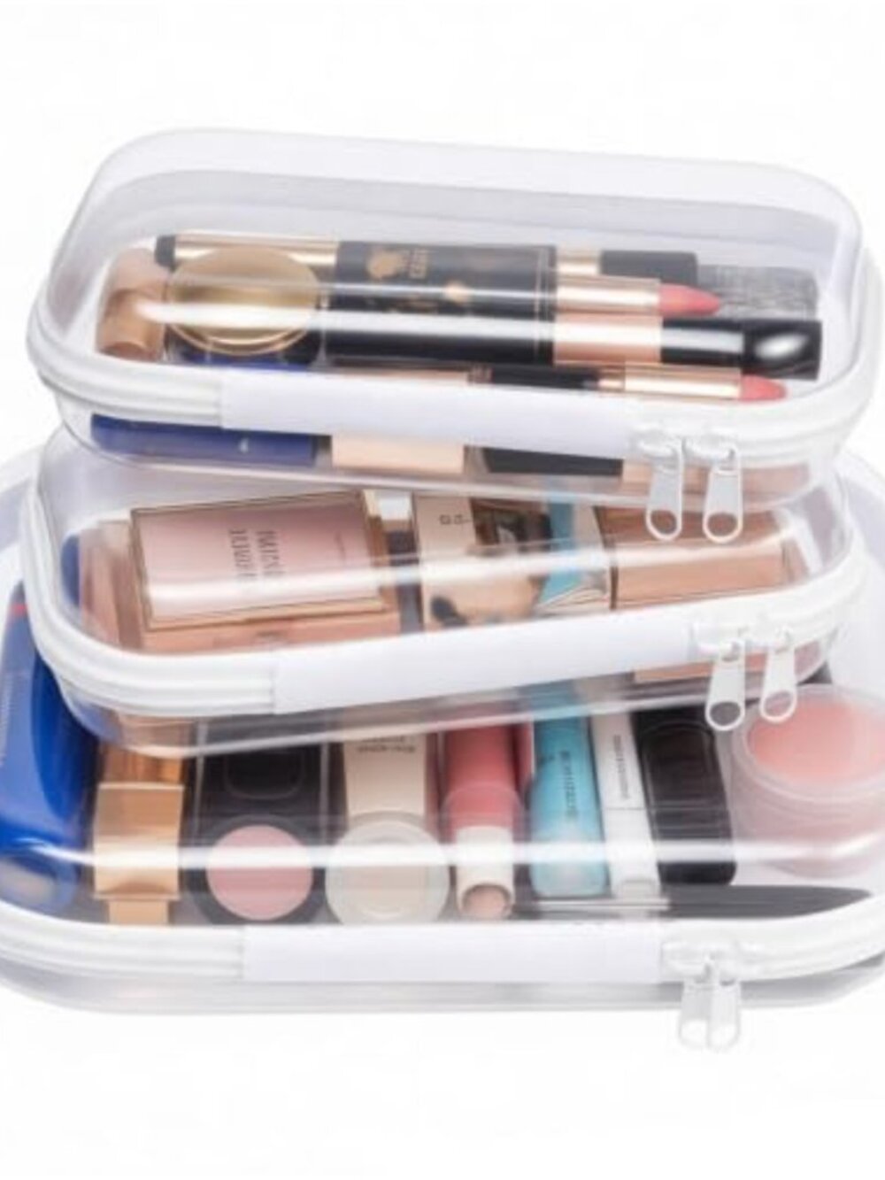 3 Pack Clear Waterproof PVC Cosmetic Bags Travel Makeup Toiletry Organizer Set